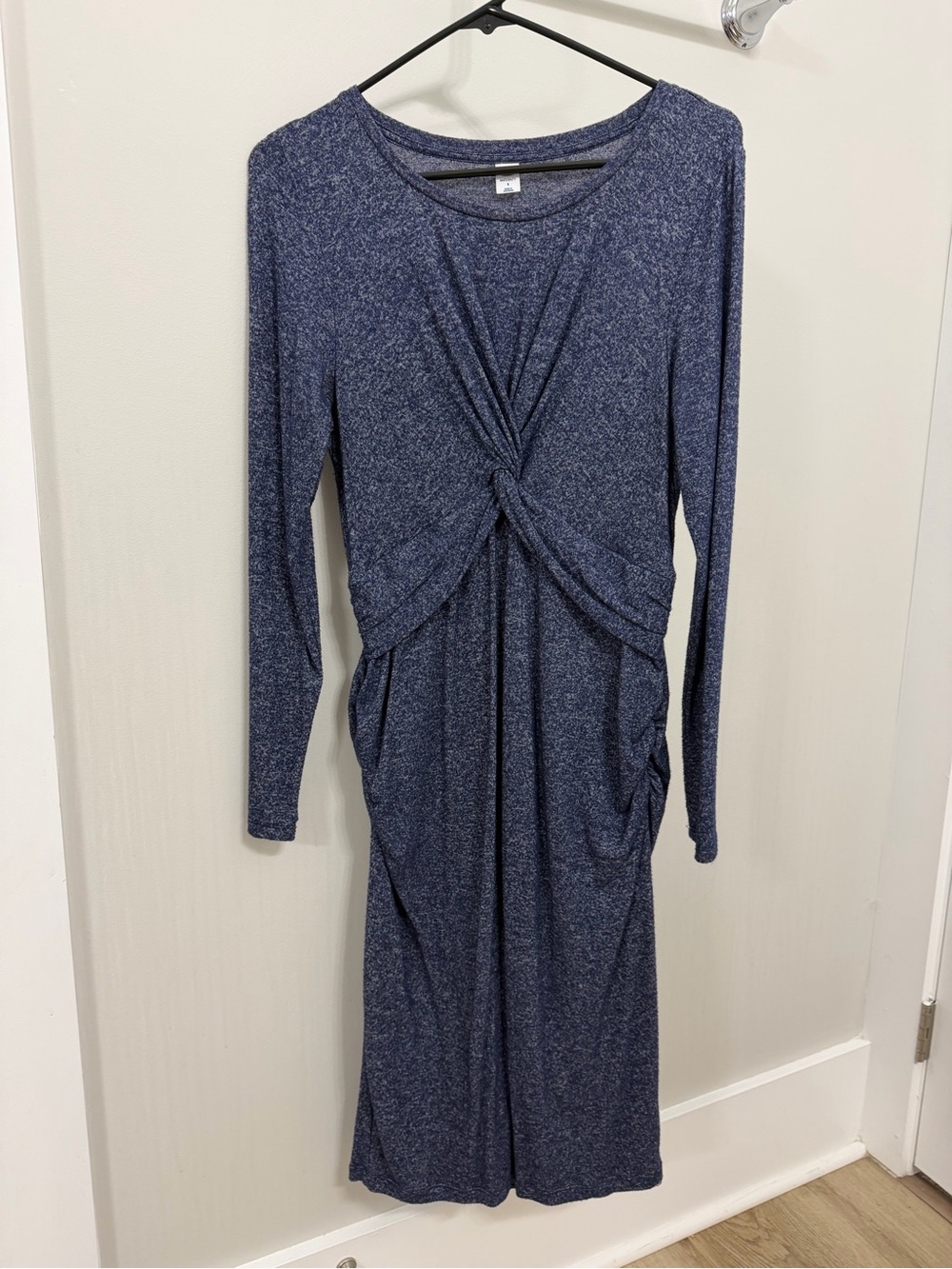 Maternity Women's Navy Twist-Front Long Sleeve Dress